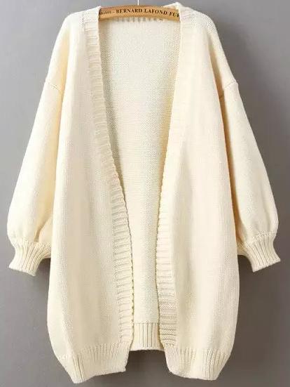 Romwe Puff Sleeve Long Beige Coat