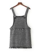 Romwe Fringe Edge Tweed Dungaree Dress