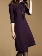Romwe Purple Crew Neck Asymmetric Dress