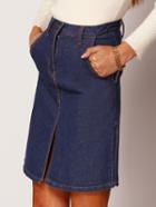 Romwe Split Denim A-line Skirt