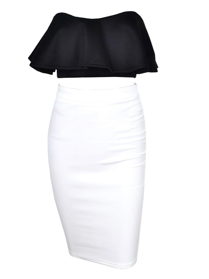 Romwe Color-block Ruffle Tube Dress