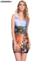 Romwe Forest Tiger Print Tank Dress
