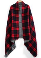 Romwe Check Print Red Scarf