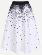 Romwe White Polka Dot A-line Skirt With Zipper