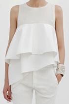 Romwe Romwe Panel Asymmetric Layered White Sleeveless Vest