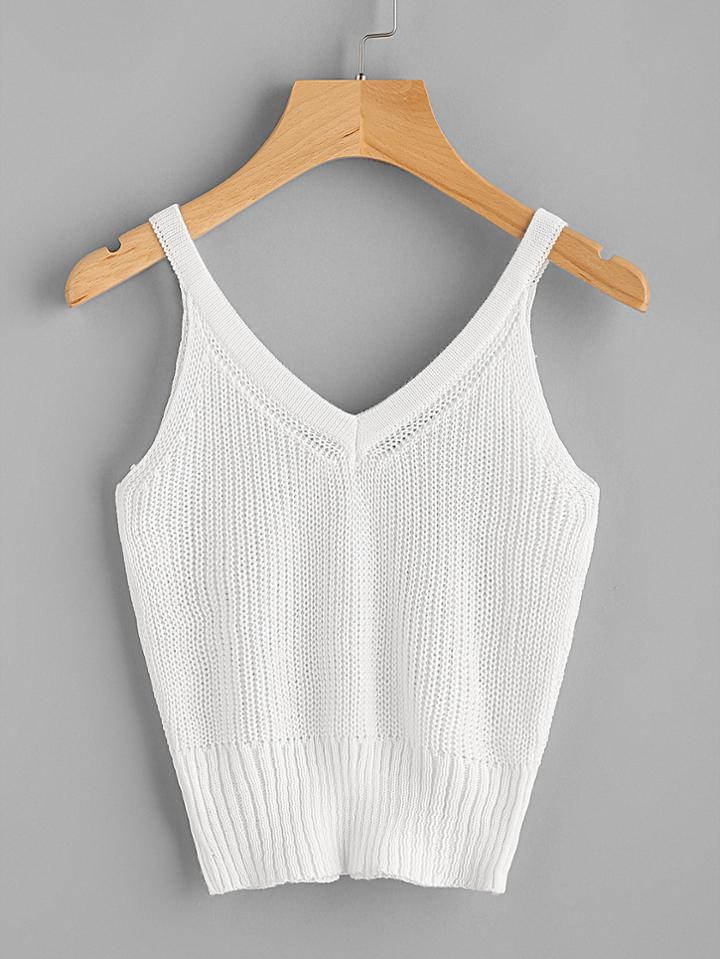 Romwe V Neckline Knit Cami Top