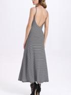Romwe Backless Striped Long Cami Dress