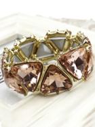 Romwe Pink Gemstone Gold Geometric Bracelet