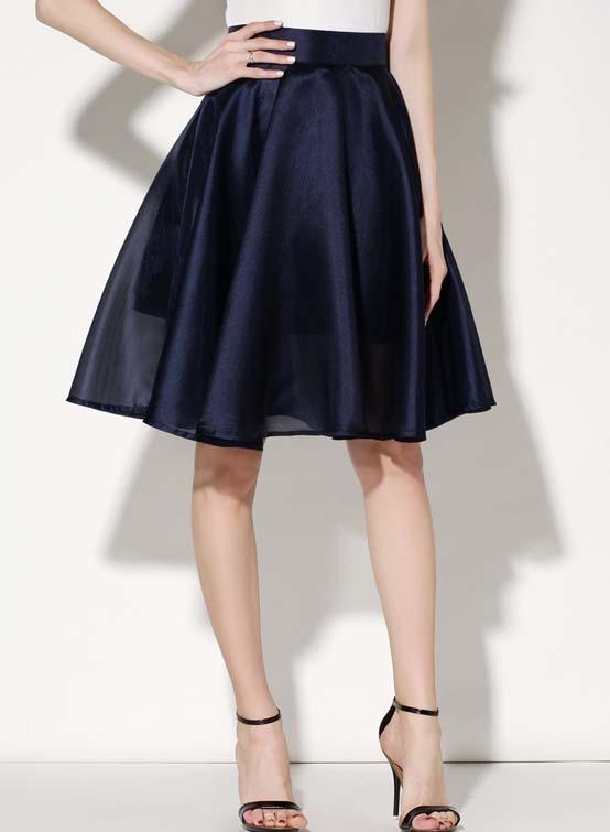 Romwe With Zipper Mesh Blue Skirt