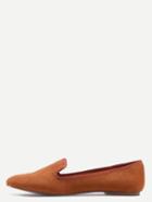 Romwe Suede Loafer Flats - Camel