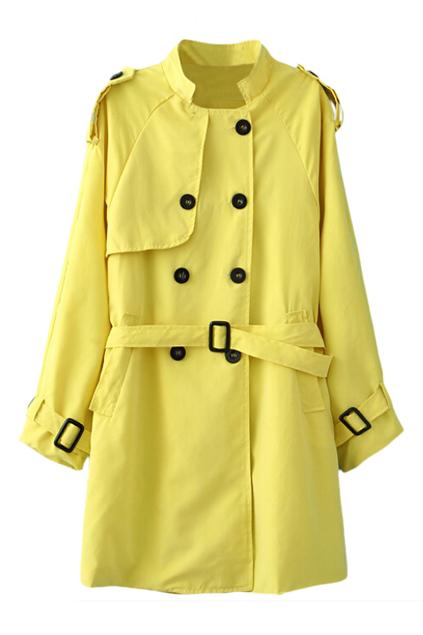 Romwe Double Breasted Belted Cool Coat