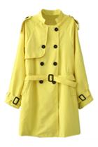 Romwe Double Breasted Belted Cool Coat