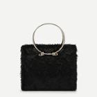 Romwe Faux Fur Design Satchel With Ring Handle