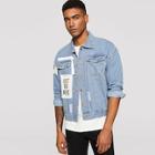 Romwe Guys Ripped & Letter Patched Denim Jacket