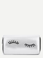 Romwe Eyelash Pattern Pu Purse