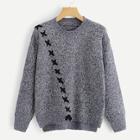 Romwe Lace Up Marley Sweater