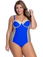 Romwe Color Block Cutout Plus Size One Piece Swimwear
