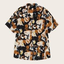 Romwe Guys Button Up Notched Shirt