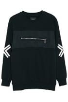 Romwe Zippered Black Sweatshirt