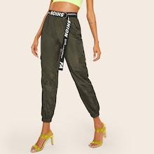 Romwe Flap Pocket Side Elastic Hem Belted Crop Pants