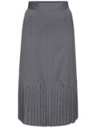 Romwe Zipper Pleated Grey Skirt