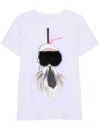 Romwe White Short Sleeve Fur Embellished T-shirt