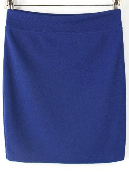Romwe Elastic Waist Bodycon Royal Blue Skirt