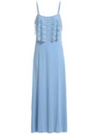 Romwe Spaghetti Strap Lace Floor Blue Dress