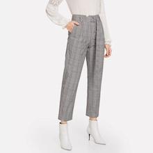 Romwe Plaid Belted Pants