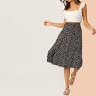 Romwe Button Front Ditsy Floral Print Skirt