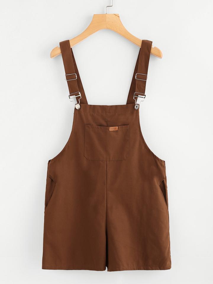 Romwe Pocket Front Patch Detail Jumpsuit