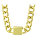 Romwe Simple Wide Gold Plated Chain With Lock Meaningful Pendant Necklace
