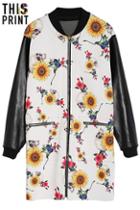 Romwe Sunflower Skull Reversible Coat
