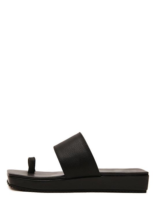Romwe Black Open Toe Flatform Flip Flops