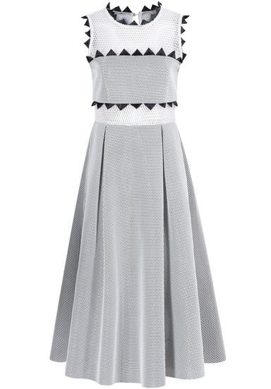 Romwe Zipper Sleeveless Gauze Pleated Dress