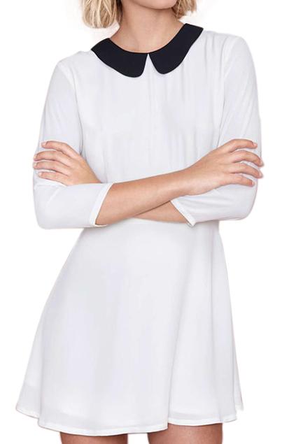 Romwe Doll Collar A-line Pleated Dress