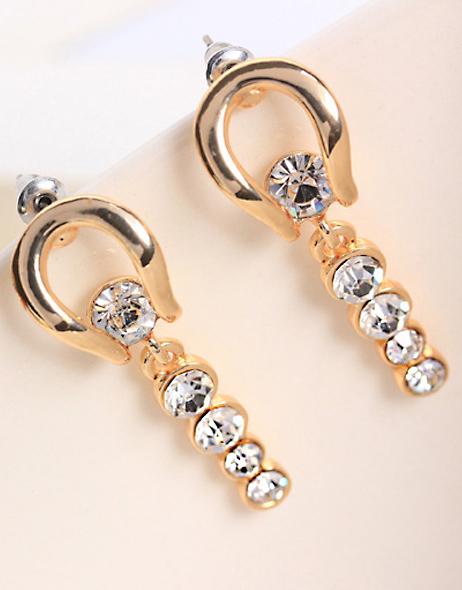 Romwe Gold Elegant Diamond Earrings