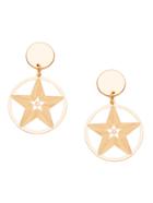 Romwe Gold Plated Star Hollow Out Drop Earrings
