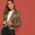 Romwe Asymmetric Zip Placket Leopard Biker Jacket