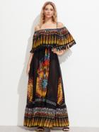 Romwe Tassel Trim Double Layer Semi Sheer Dress