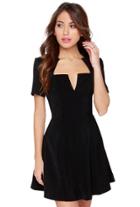 Romwe V Neck Hollow Flouncing Dress