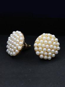 Romwe Faux Pearl Round Stud Earrings
