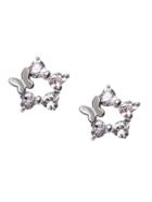Romwe Silver Butterfly Rhinestone Stud Earrings