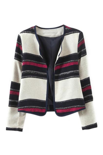 Romwe Striped Short Coat