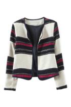 Romwe Striped Short Coat