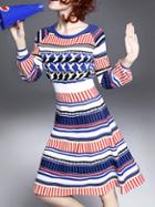 Romwe White Color Block A-line Dress