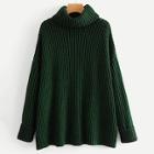 Romwe Drop Shoulder Cable Knit Solid Jumper