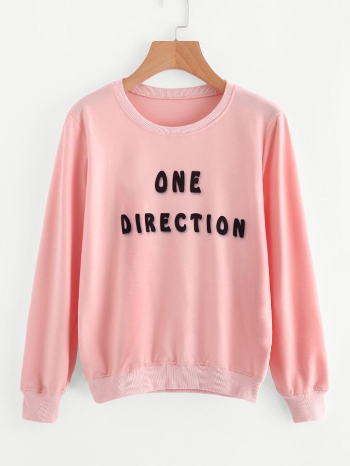 Romwe Slogan Patch Sweatshirt