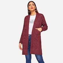 Romwe Pocket Detail Drop Shoulder Cardigan Sweater Coat
