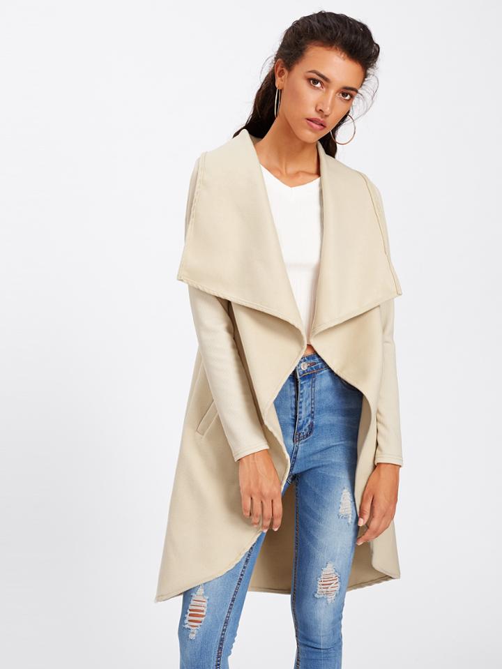 Romwe Open Front Oversized Lapel Coat